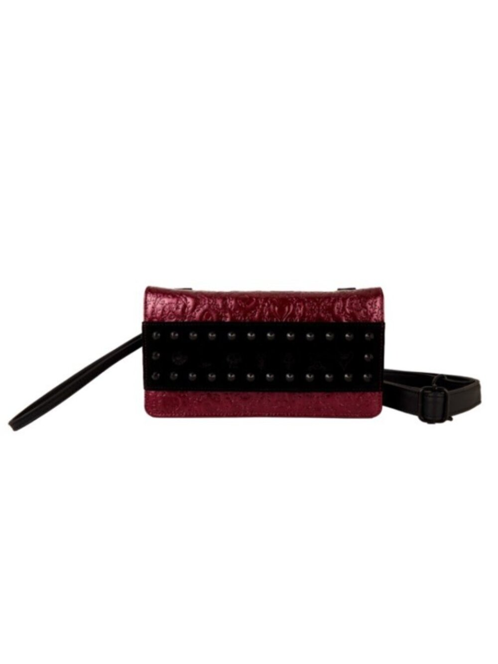 Loungefly Disney Villains Clutch Velvet Wallet Shoulder Bag Burgundy Black NWT